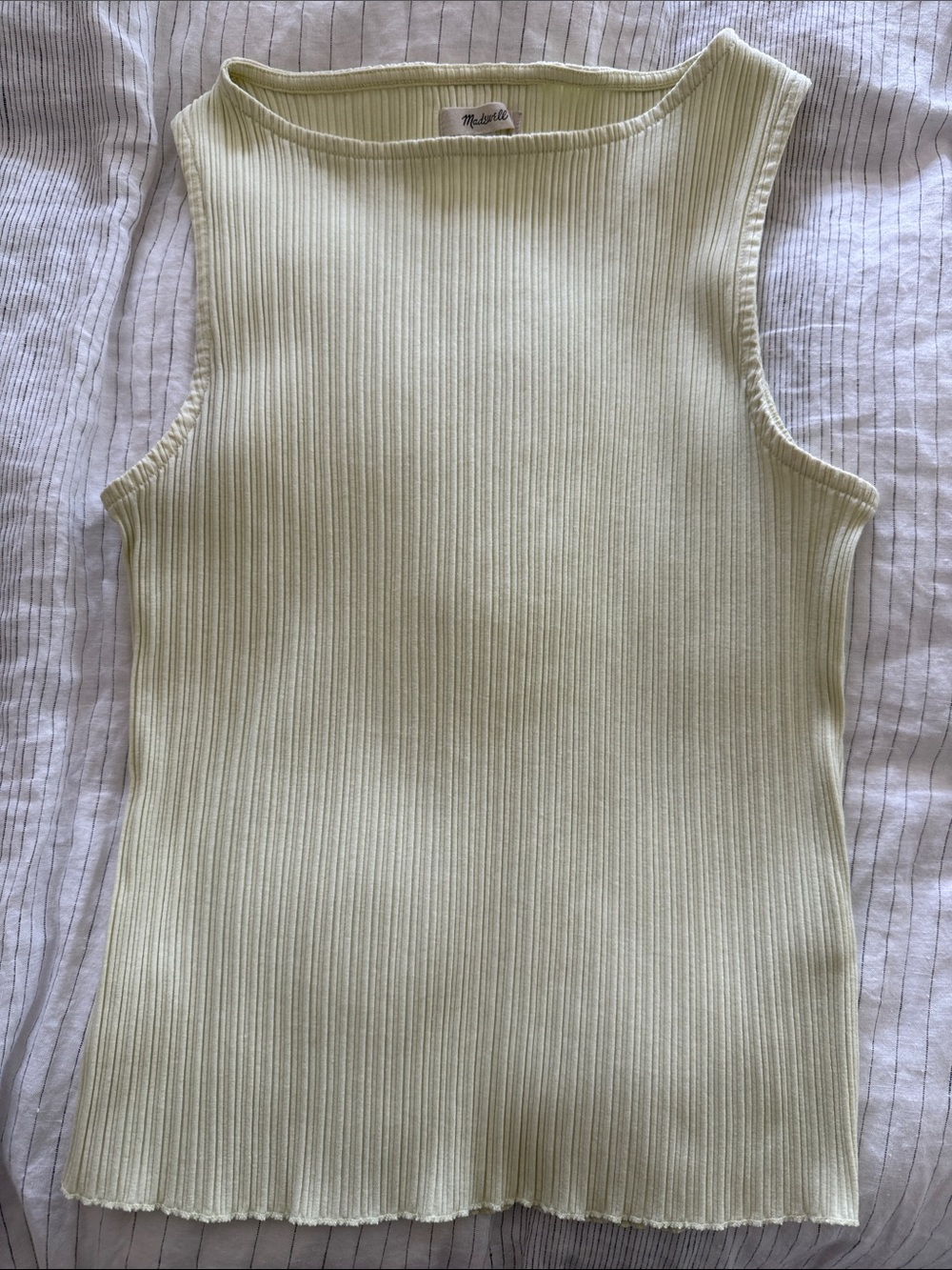 Madewell Pale Yellow Ribbed Sleeveless Tank